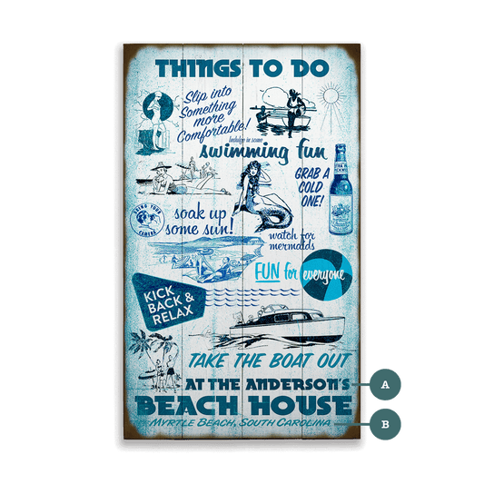 Things to do at the Beach - Wood & Metal Wall Art