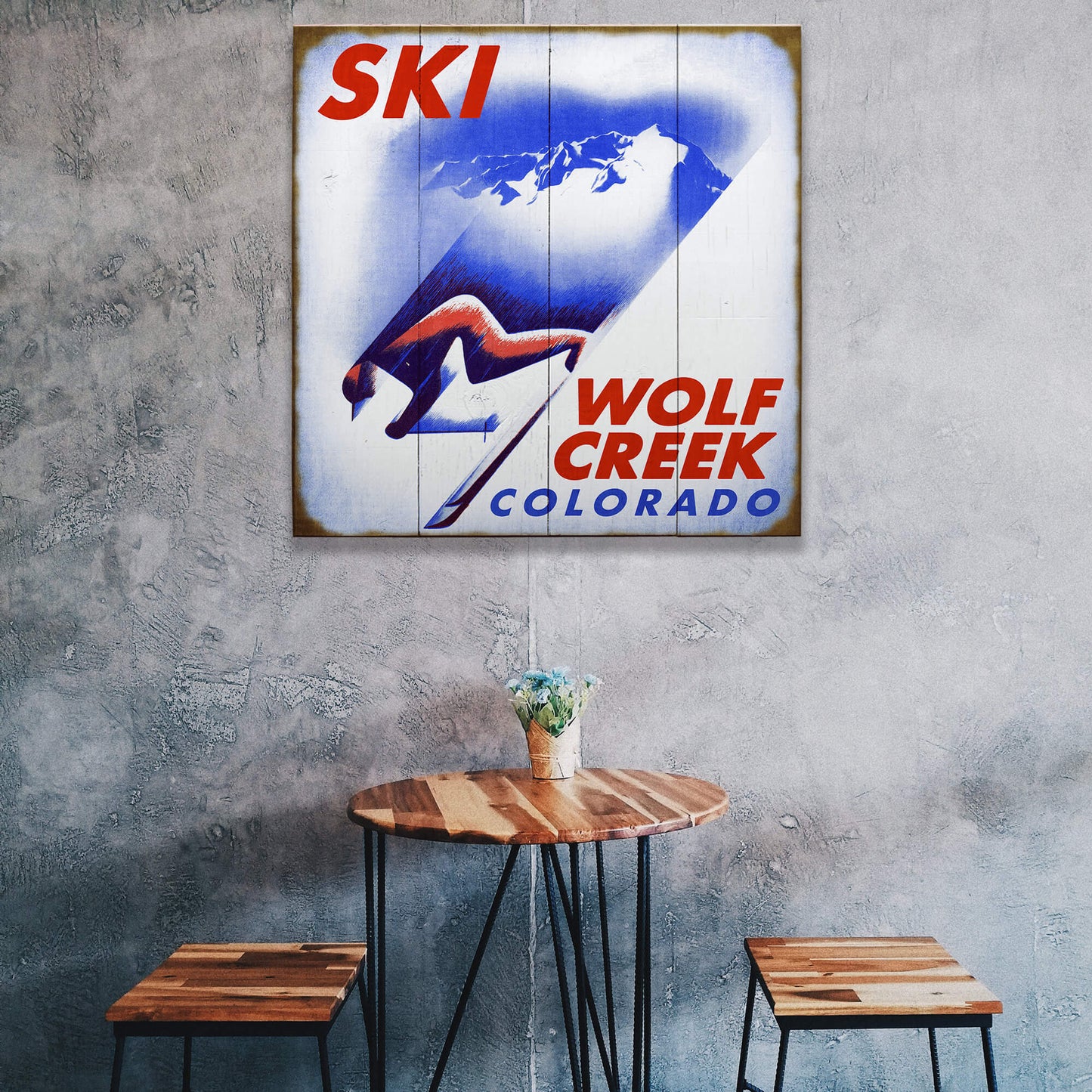 Retro Ski Racer - Wood & Metal Wall Art