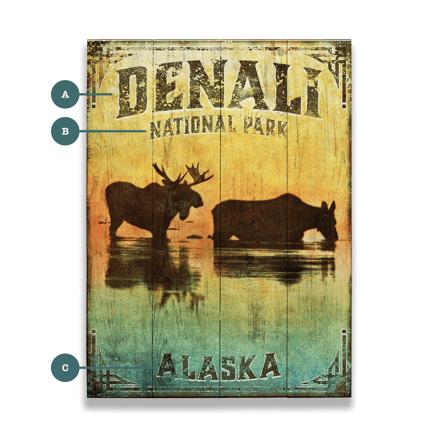 Alaskan Twilight: Moose in Denali - Wood & Metal Wall Art