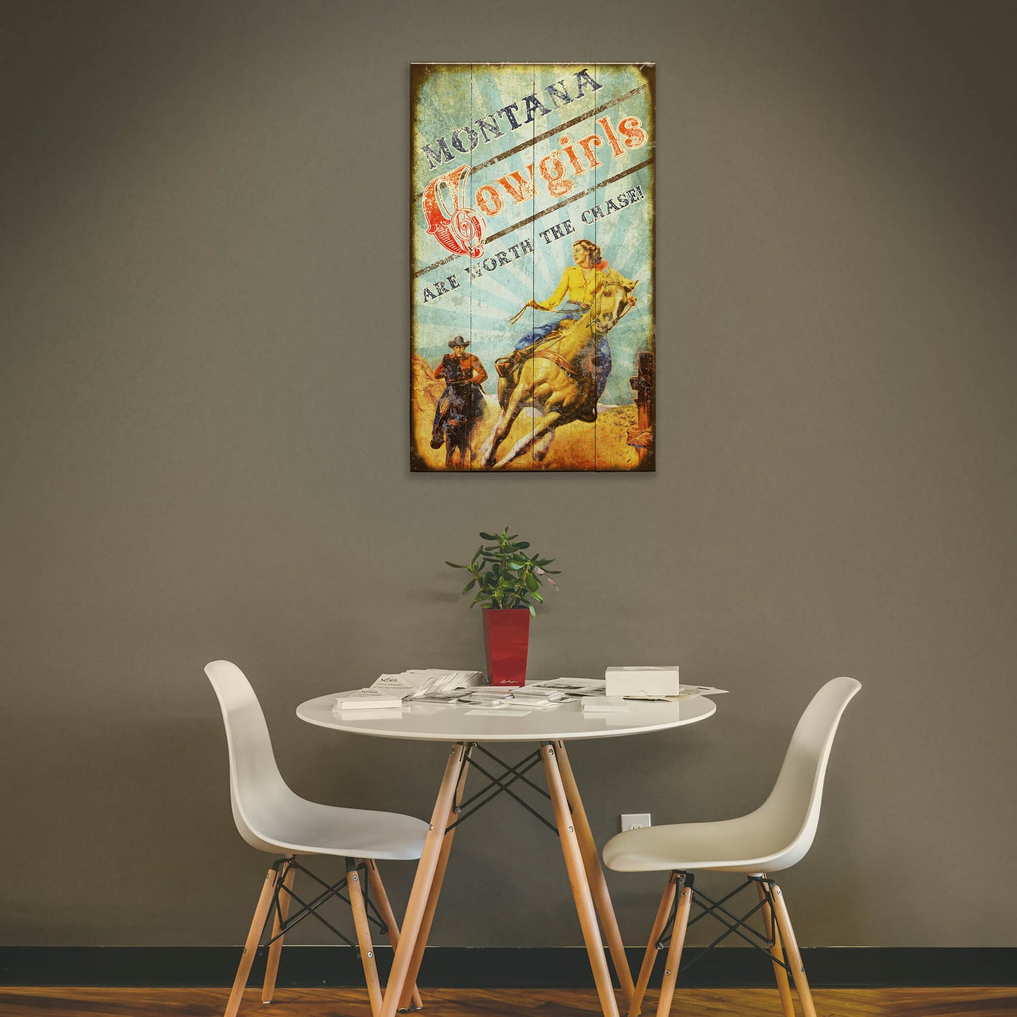 Cowgirls are Worth the Chase - Wood & Metal Wall Art
