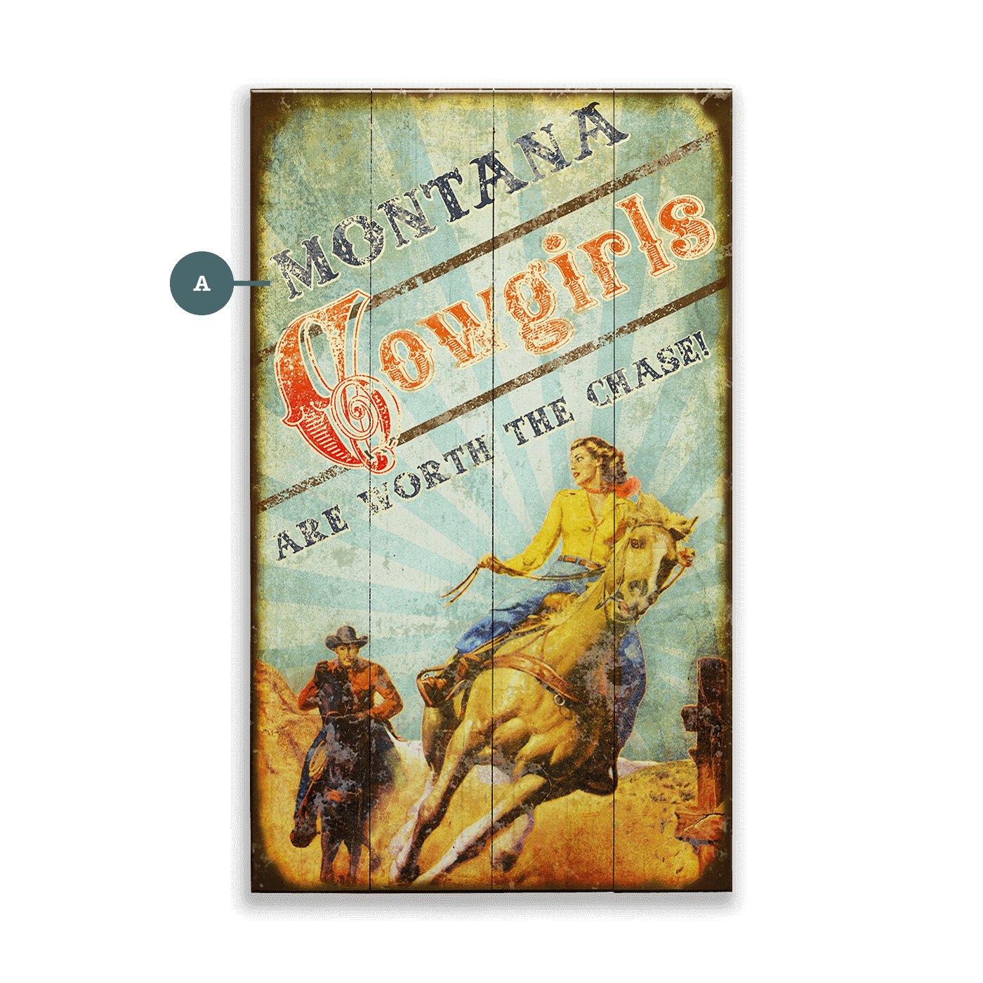 Cowgirls are Worth the Chase - Wood & Metal Wall Art