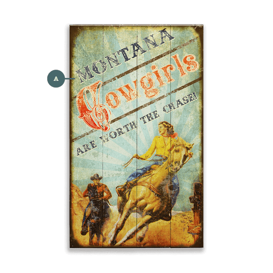 Cowgirls are Worth the Chase - Wood & Metal Wall Art