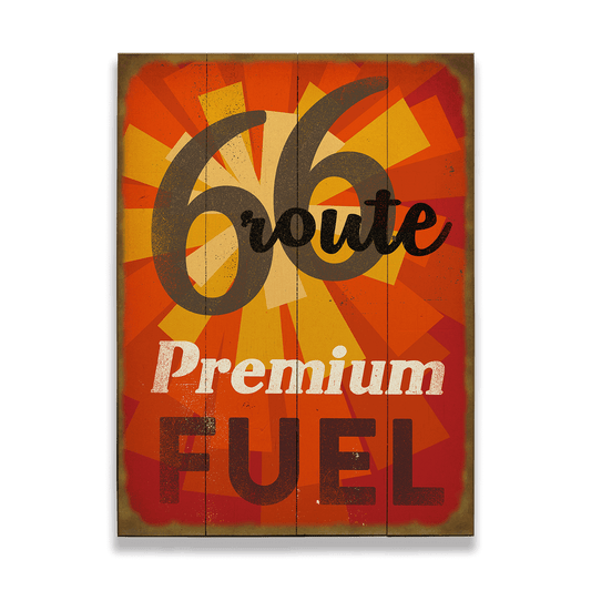 Premium Fuel on Route 66 - Wood & Metal Wall Art