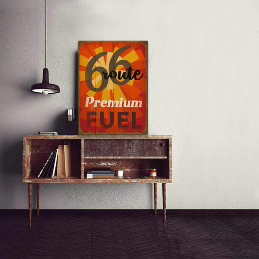 Premium Fuel on Route 66 - Wood & Metal Wall Art