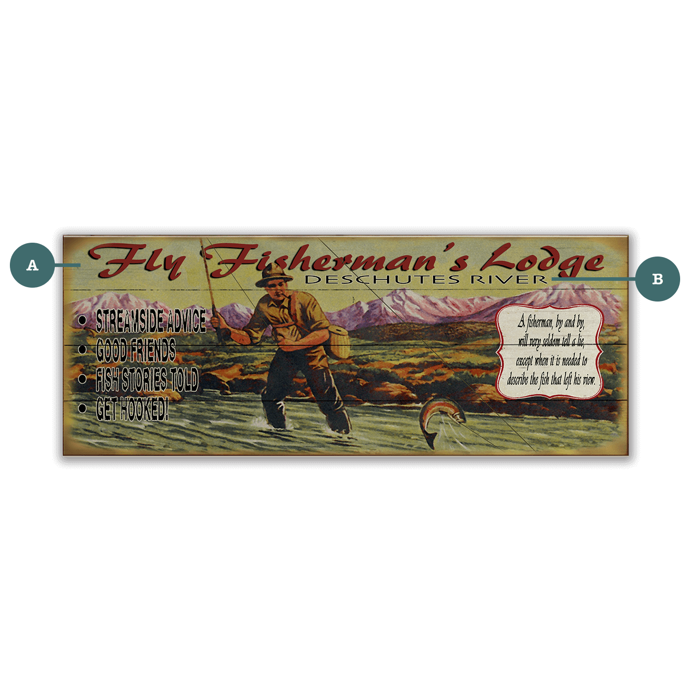 Fly Fisherman's Lodge - Wood & Metal Wall Art
