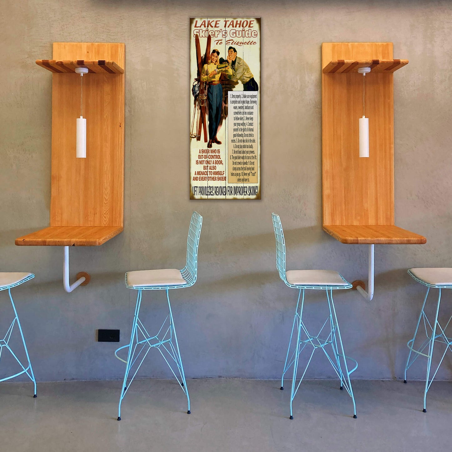 Skier's Guide to Etiquette: Personalized - Wood & Metal Wall Art