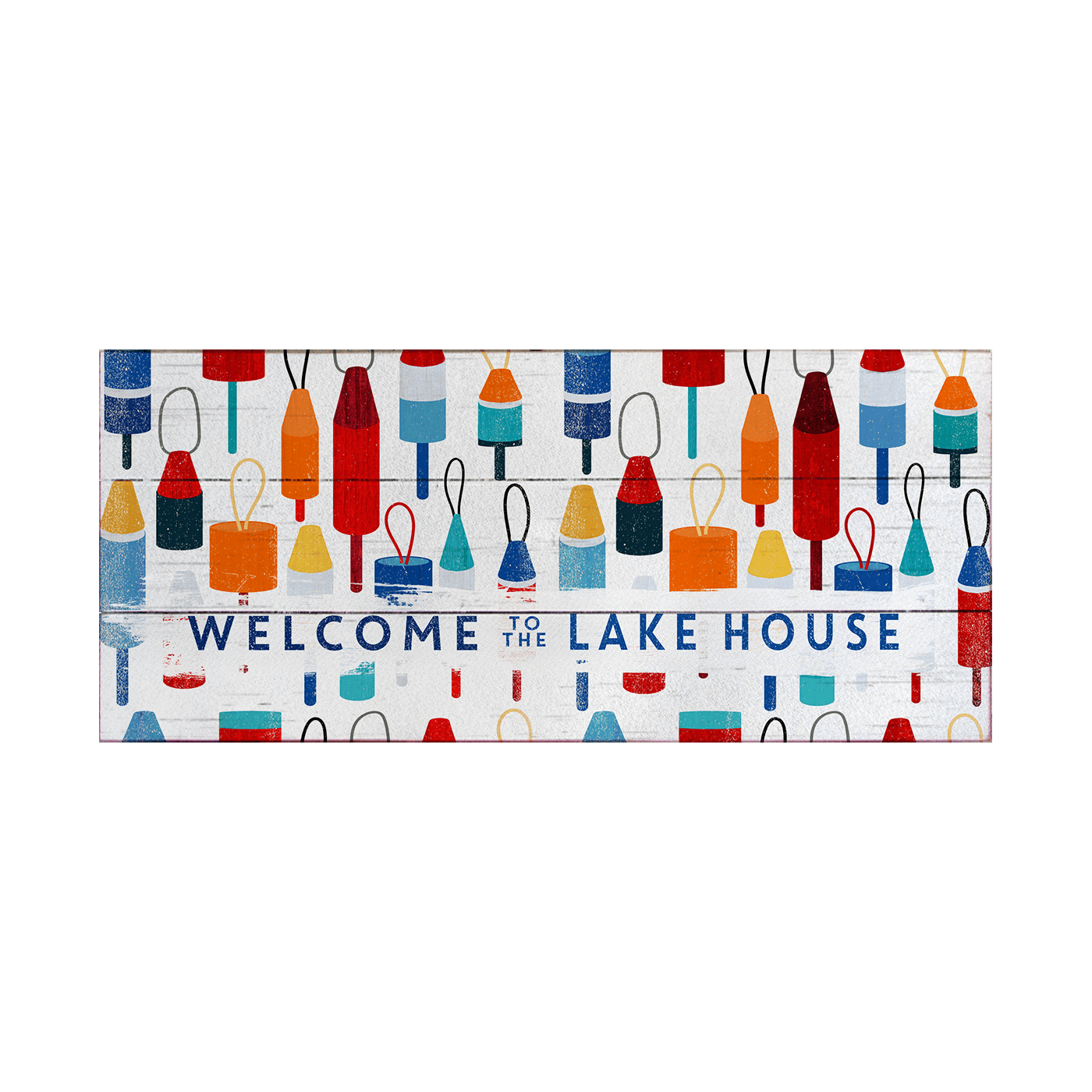 Lake House Buoy Welcome: Generic - Wood & Metal Wall Art