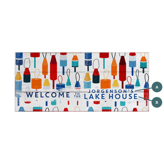 Lake House Buoy Welcome: Personalized - Wood & Metal Wall Art