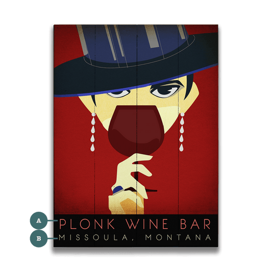 Mystery at the Plonk Wine Bar - Wood & Metal Wall Art