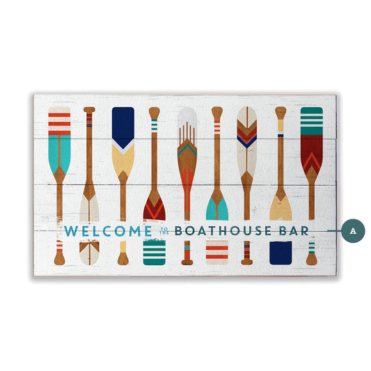 Oar Pattern Welcome Sign - Wood & Metal Wall Art