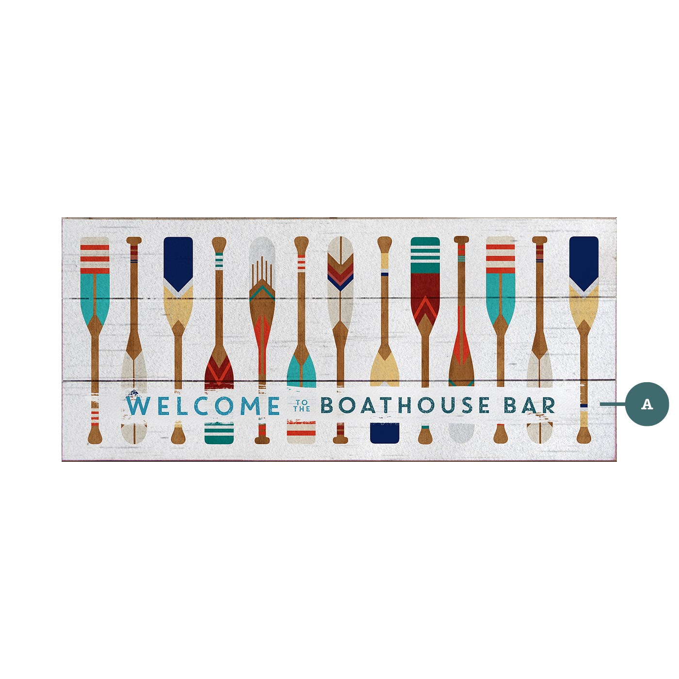 Oar Pattern Welcome Sign - Wood & Metal Wall Art