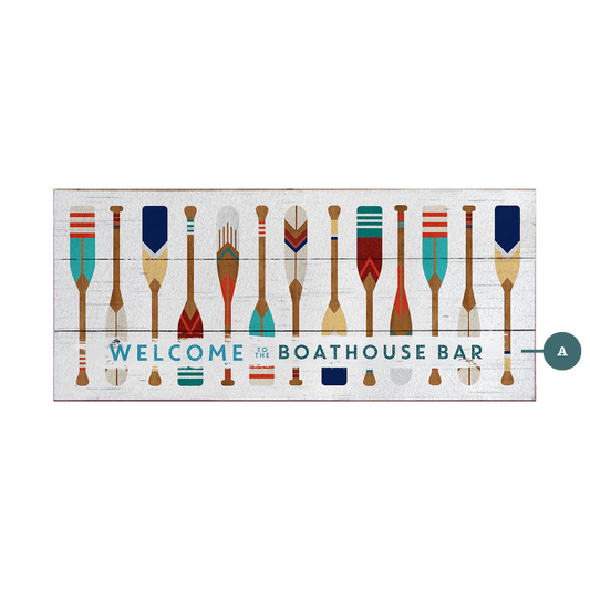 Oar Pattern Welcome Sign - Wood & Metal Wall Art