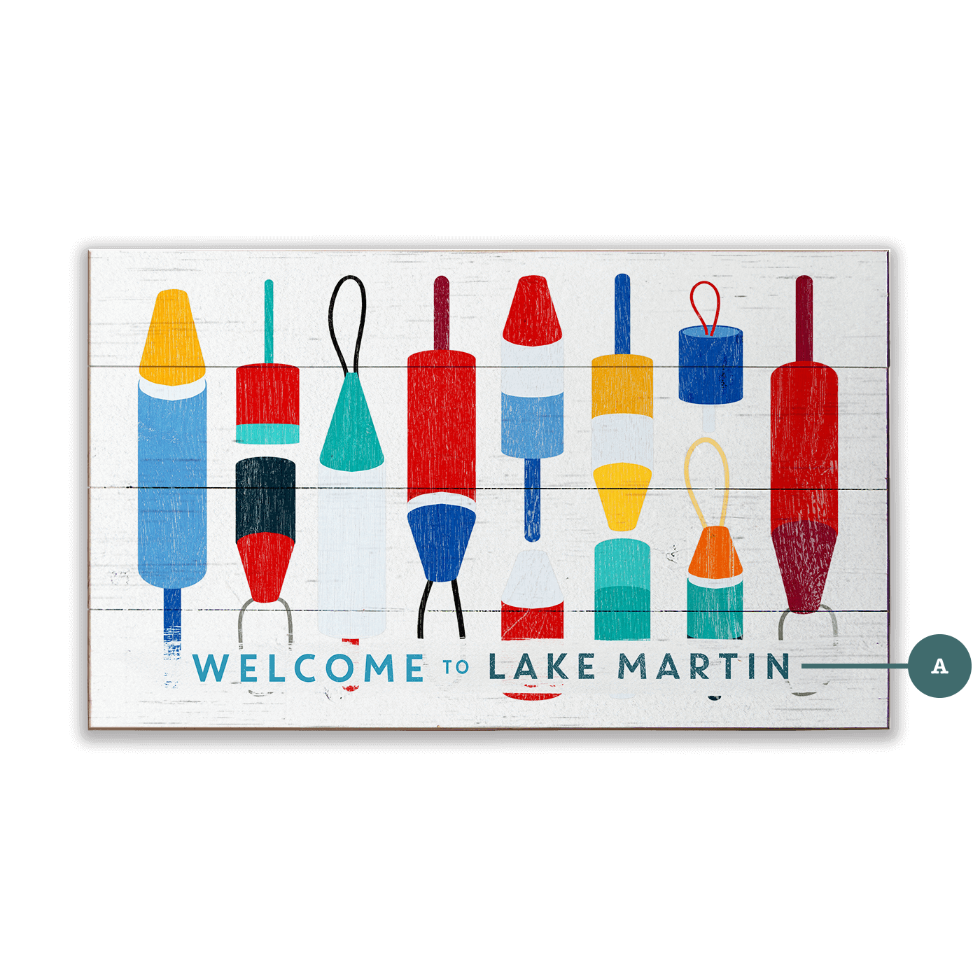 Welcome to the Lake Buoy Sign: Horizontal - Wood & Metal Wall Art