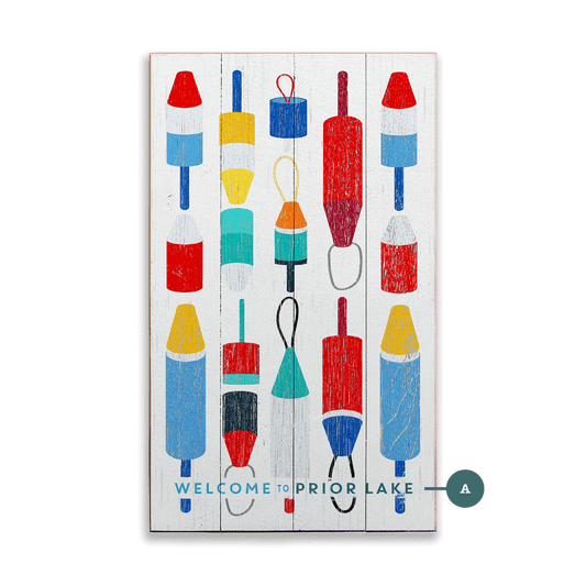 Welcome to the Lake Buoy Sign: Vertical - Wood & Metal Wall Art