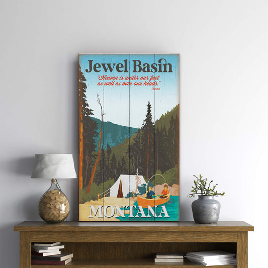 Camping Canoe Couple: Without Mountains - Wood & Metal Wall Art