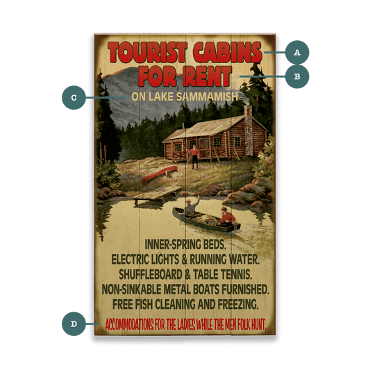 Tourist Cabins for Rent - Wood & Metal Wall Art