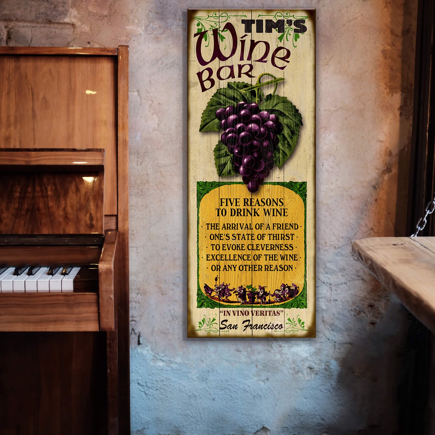 Wine Bar: Personalized - Wood & Metal Wall Art