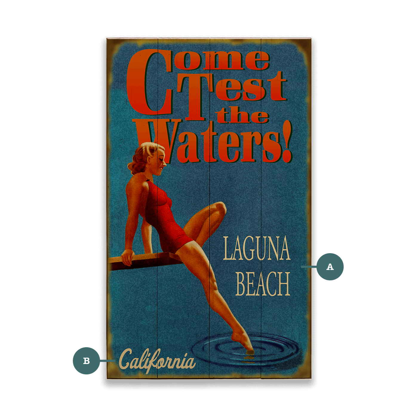 Test the Waters: Dip Your Toe in Blue - Wood & Metal Wall Art