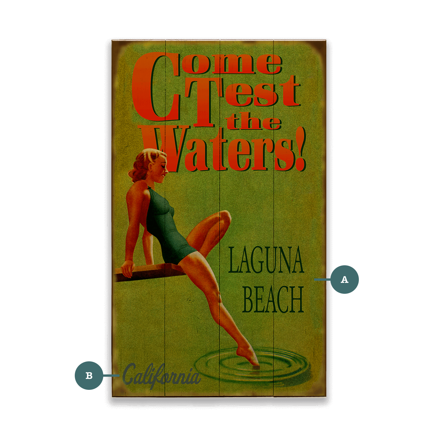 Test the Waters: Dip Your Toe in Green - Wood & Metal Wall Art