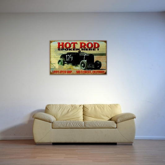 Hot Rod Spoken Here - Wood & Metal Wall Art