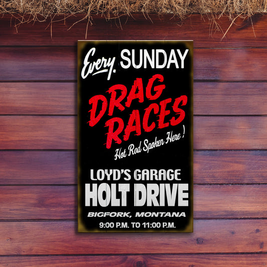 Drag Races Every Sunday - Wood & Metal Wall Art