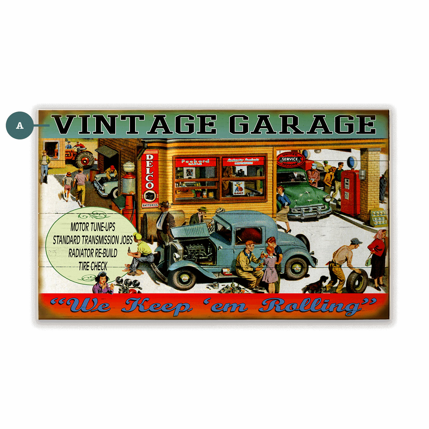 Vintage Garage - Wood & Metal Wall Art