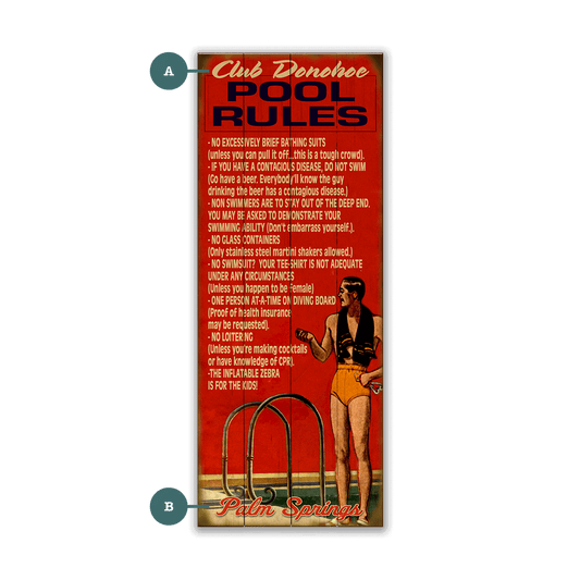 Pool Rules for Men - Wood & Metal Wall Art