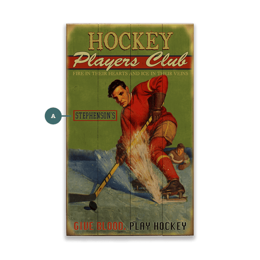 Hockey Players Club - Wood & Metal Wall Art