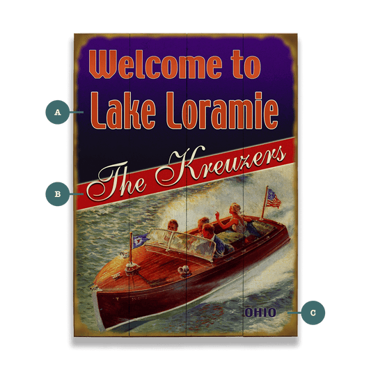 Red, White, and Blue Boaters (3 Lines) - Wood & Metal Wall Art