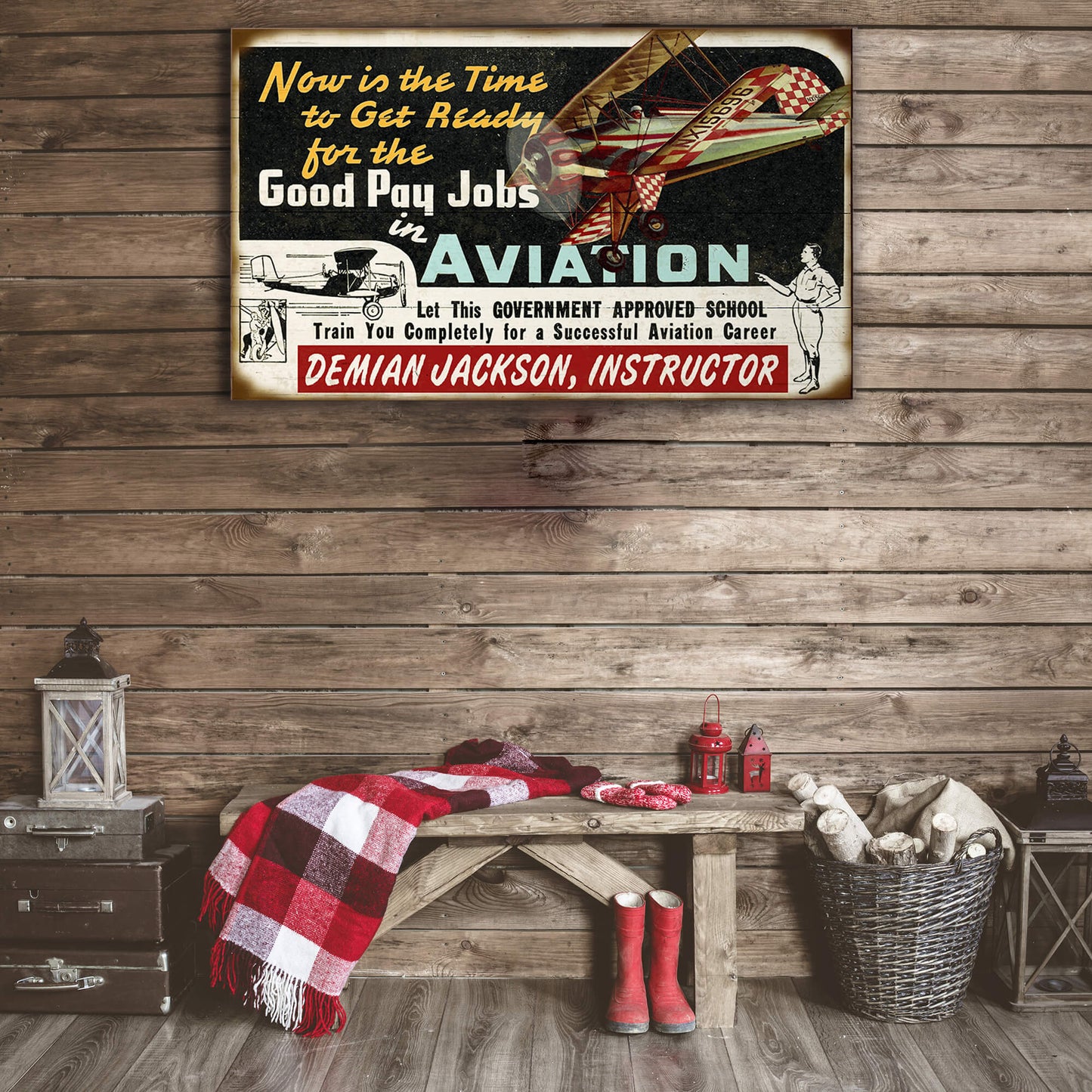 Aviation Instructor - Wood & Metal Wall Art