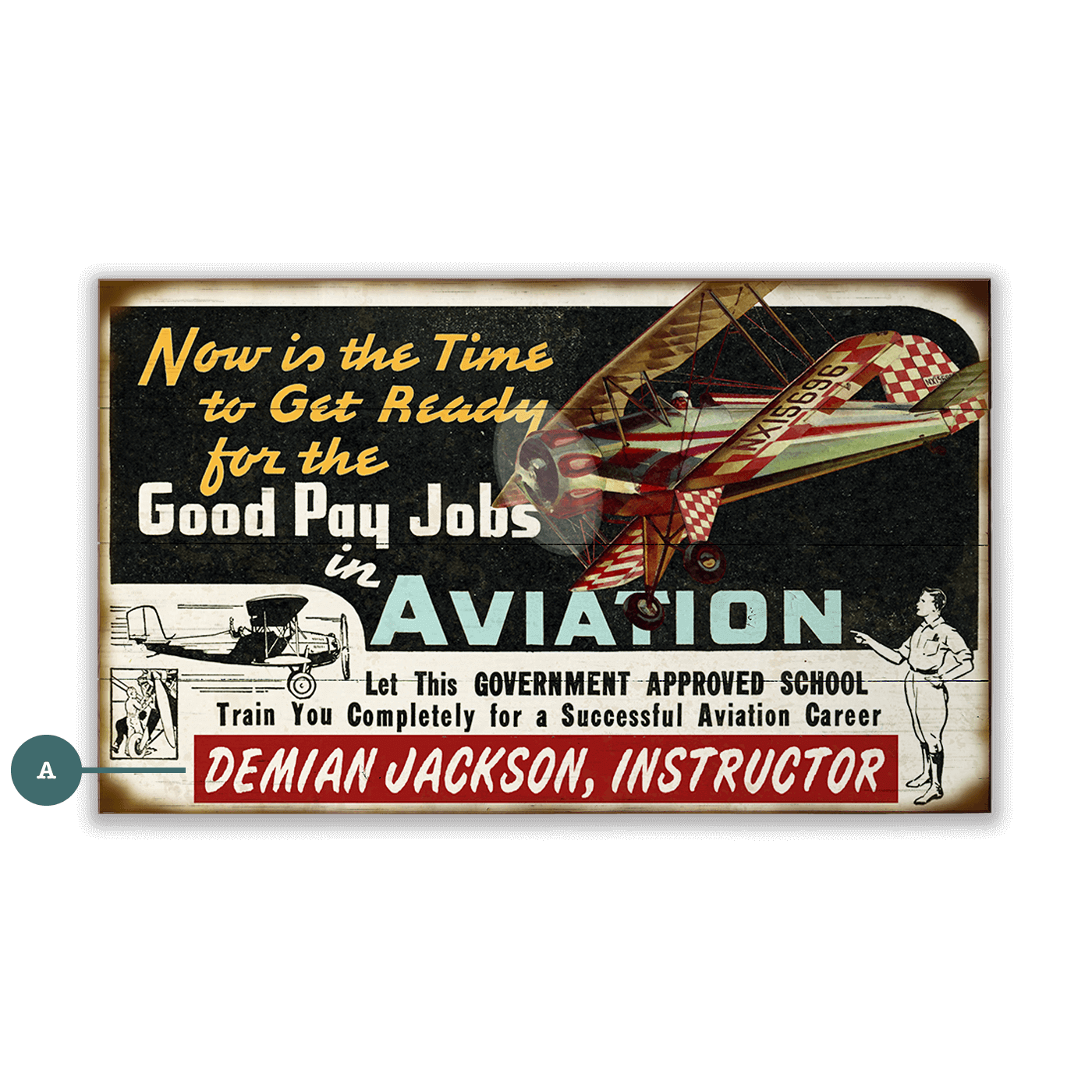 Aviation Instructor - Wood & Metal Wall Art