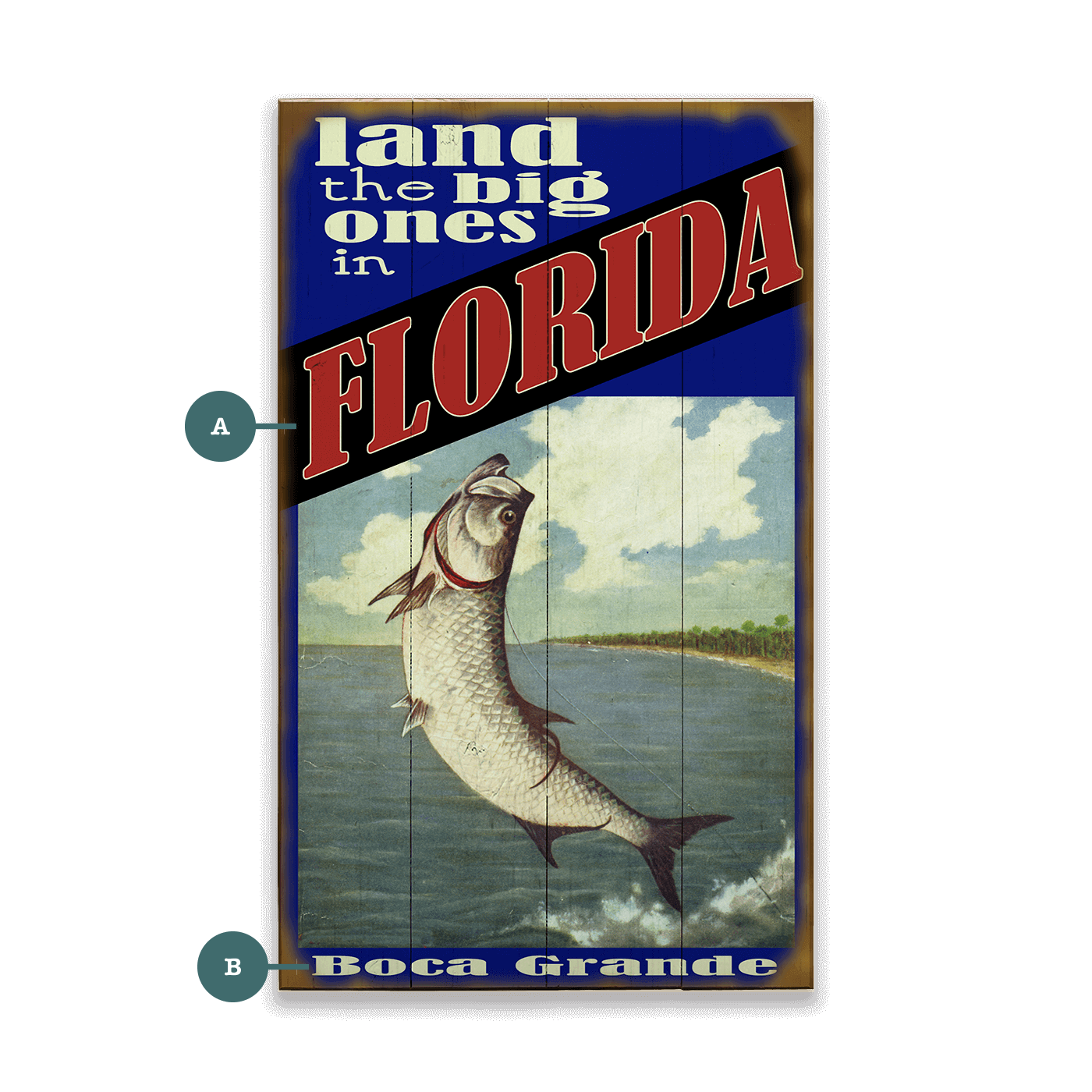 Land the Big Ones: Tarpon - Wood & Metal Wall Art