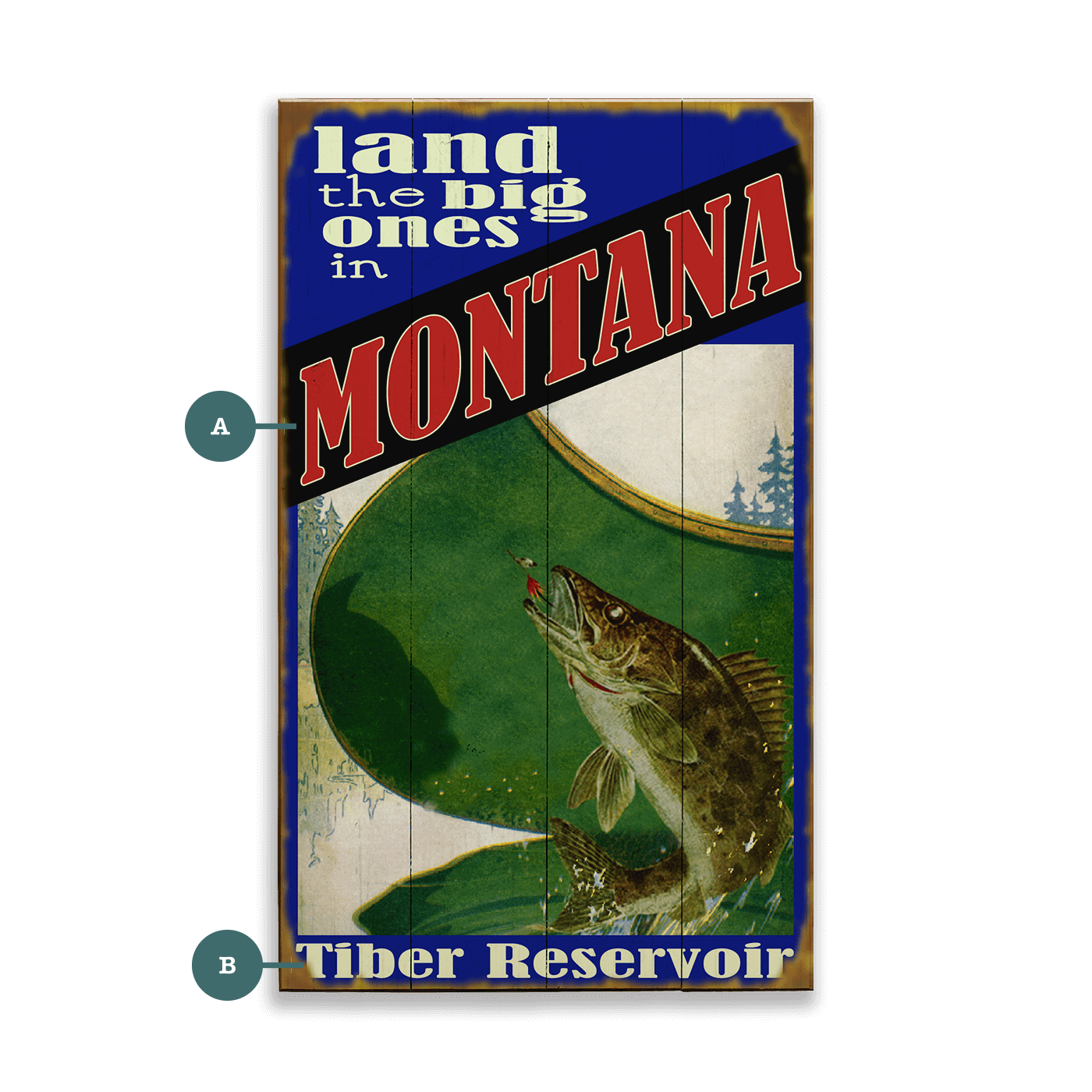 Land the Big Ones: Walleye - Wood & Metal Wall Art
