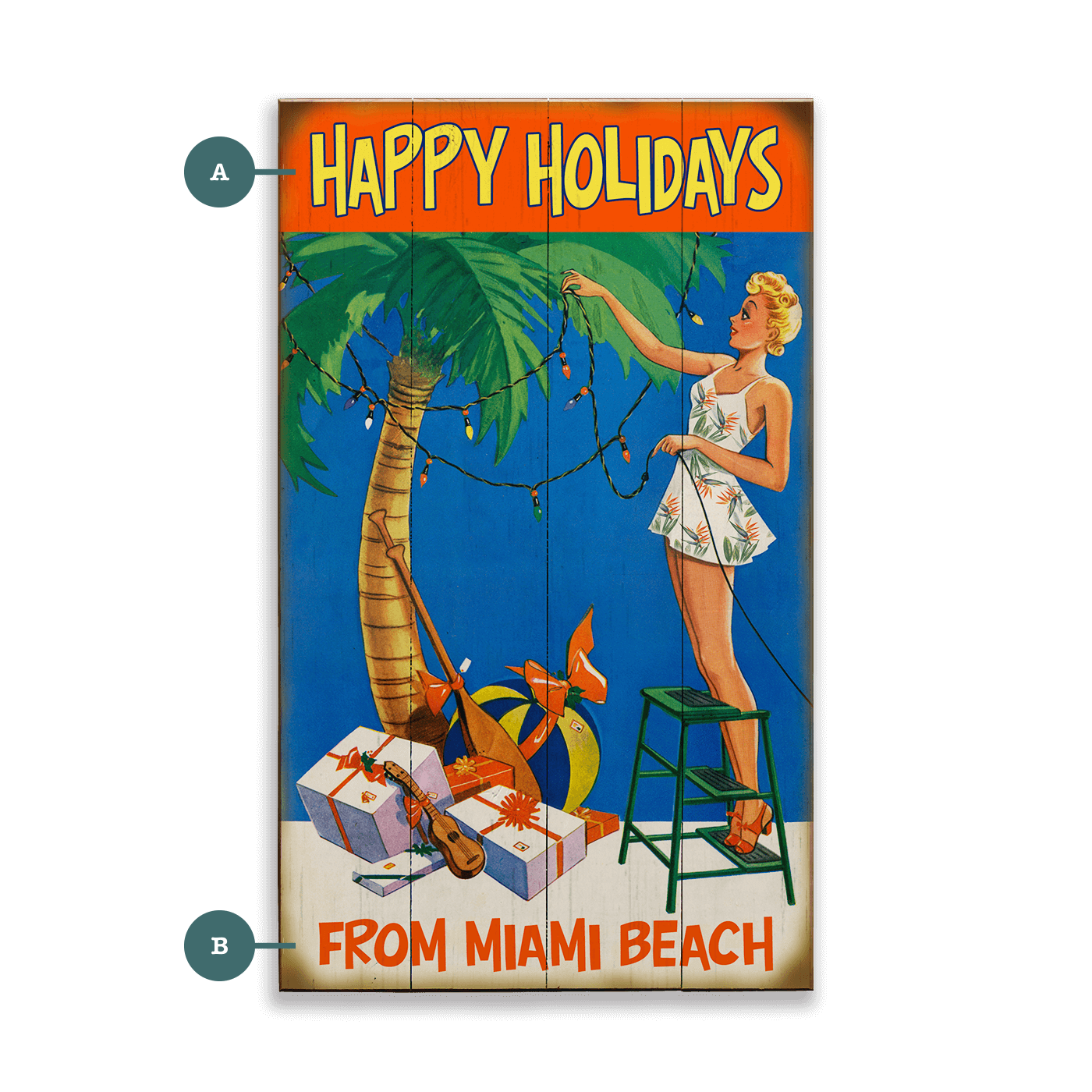 Happy Holidays Blonde - Wood & Metal Wall Art