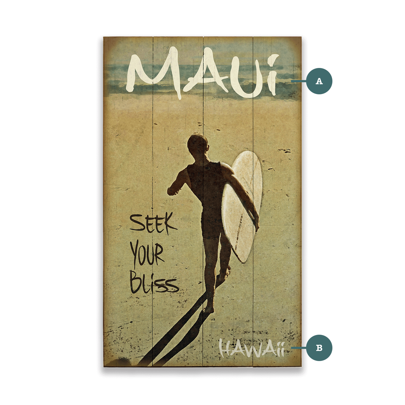 Seek Your Bliss Surfing - Wood & Metal Wall Art