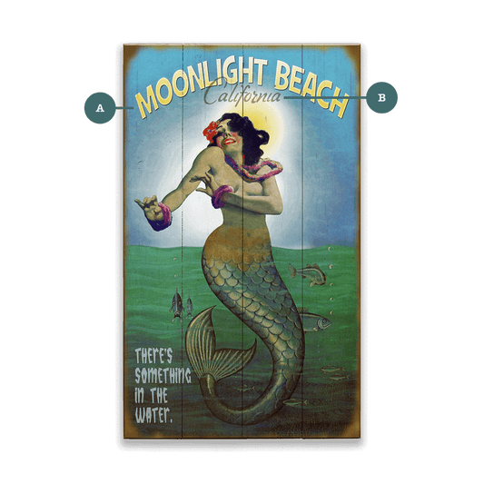Mermaid Mystique at Moonlight (G) - Wood & Metal Wall Art