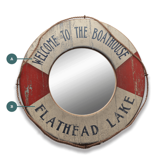 Life Preserver - Wood Wall Decor with Mirror