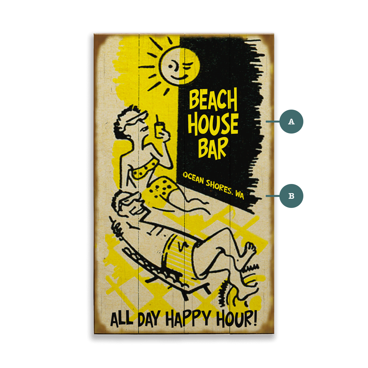 All Day Happy Hour Sunbathers - Wood & Metal Wall Art