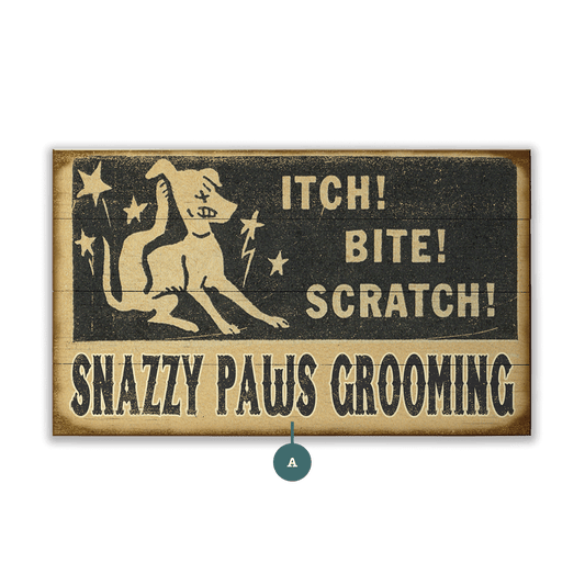 Itch Bite Scratch Grooming - Wood & Metal Wall Art