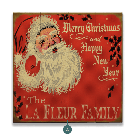 Matchbook Style Santa - Wood & Metal Wall Art