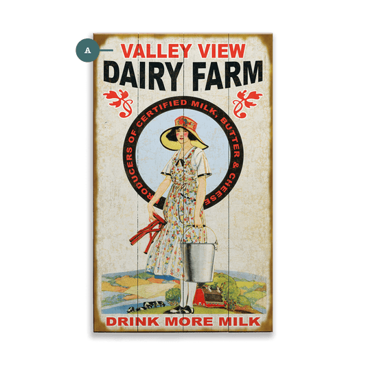 Milkmaid Drink More Milk - Wood & Metal Wall Art