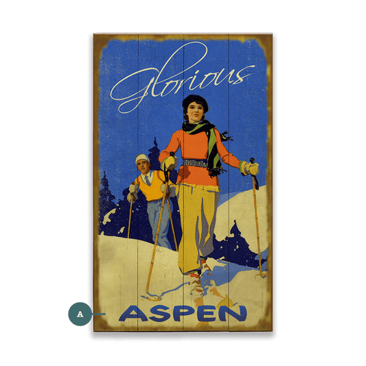 Glorious Skiing Pair - Wood & Metal Wall Art