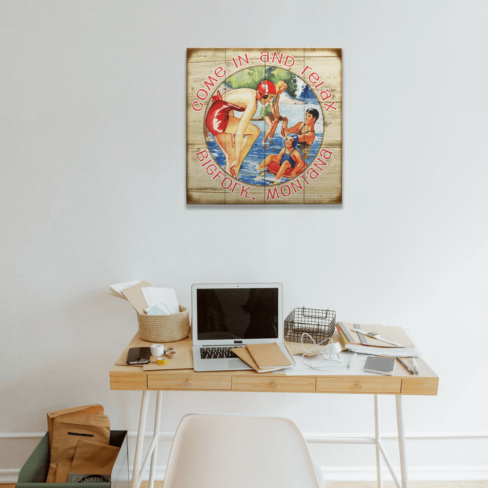 Family Swim Come Relax - Wood & Metal Wall Art