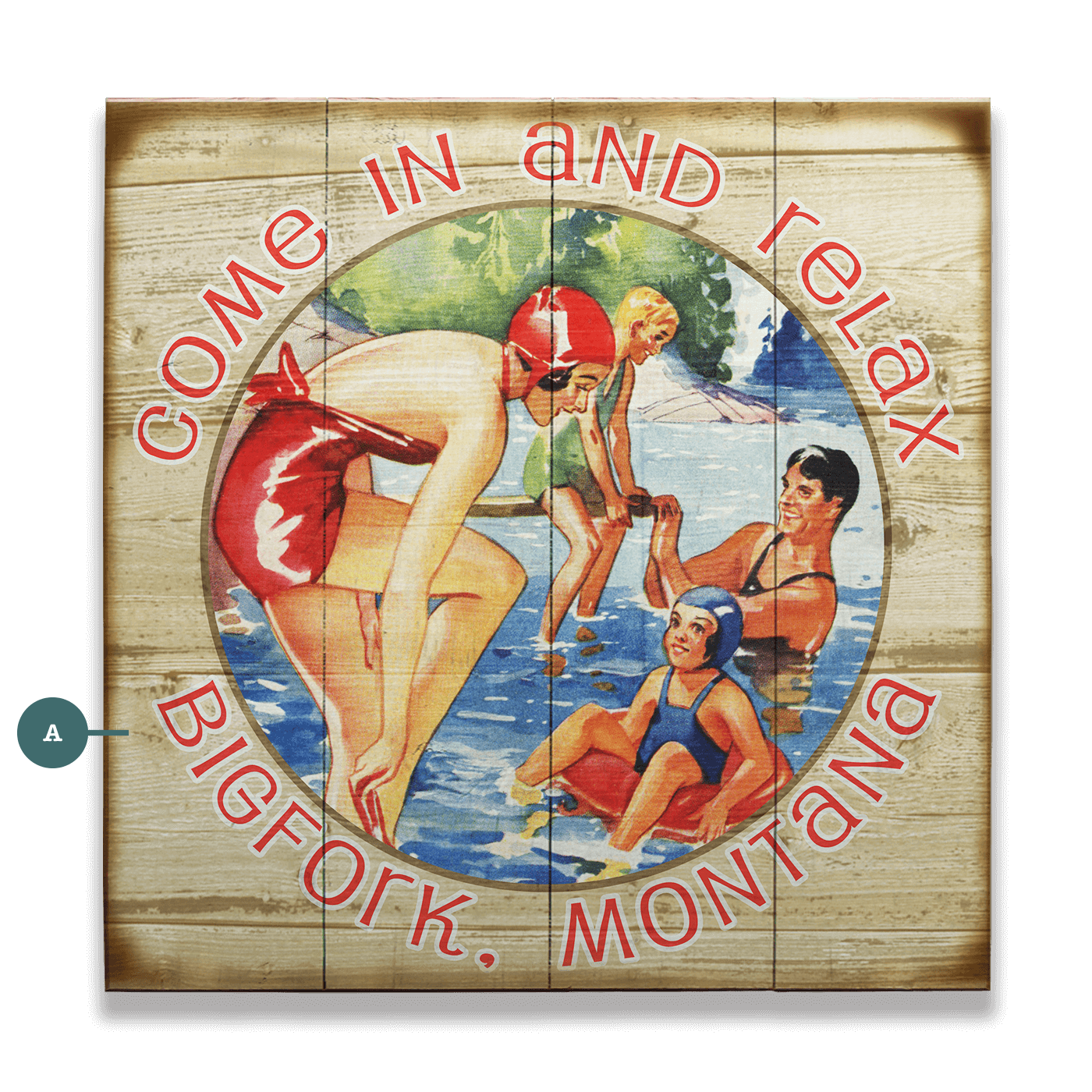 Family Swim Come Relax - Wood & Metal Wall Art