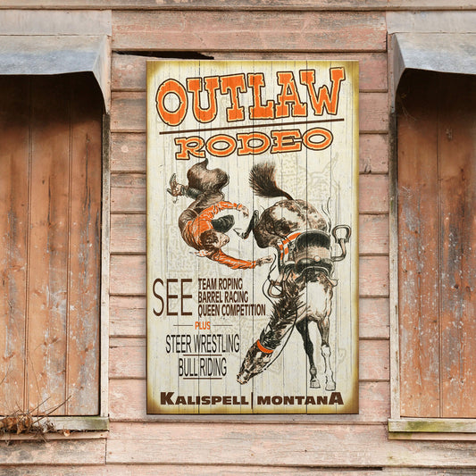 Outlaw Rodeo - Wood & Metal Wall Art