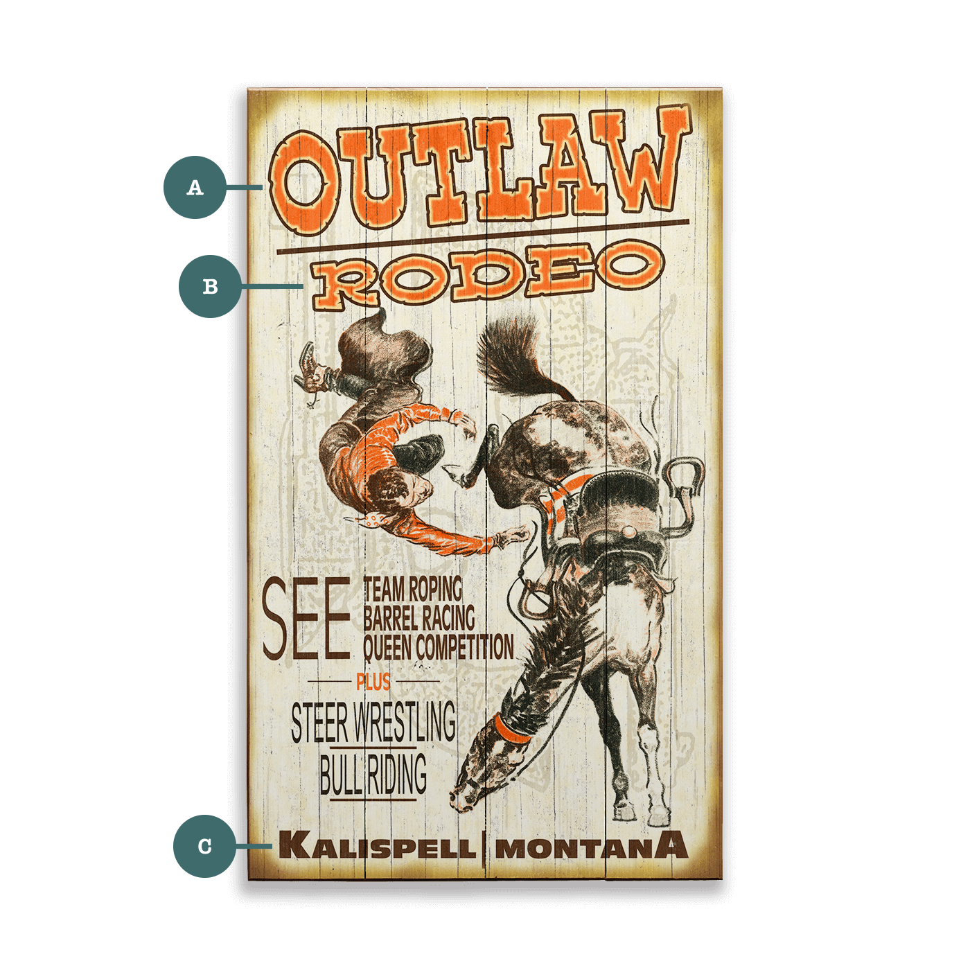 Outlaw Rodeo - Wood & Metal Wall Art