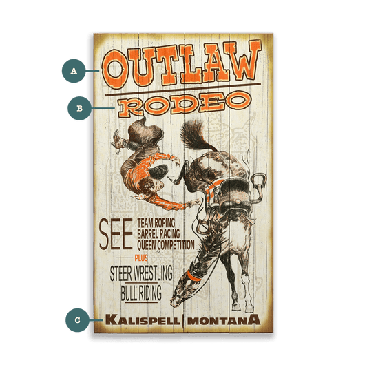 Outlaw Rodeo - Wood & Metal Wall Art