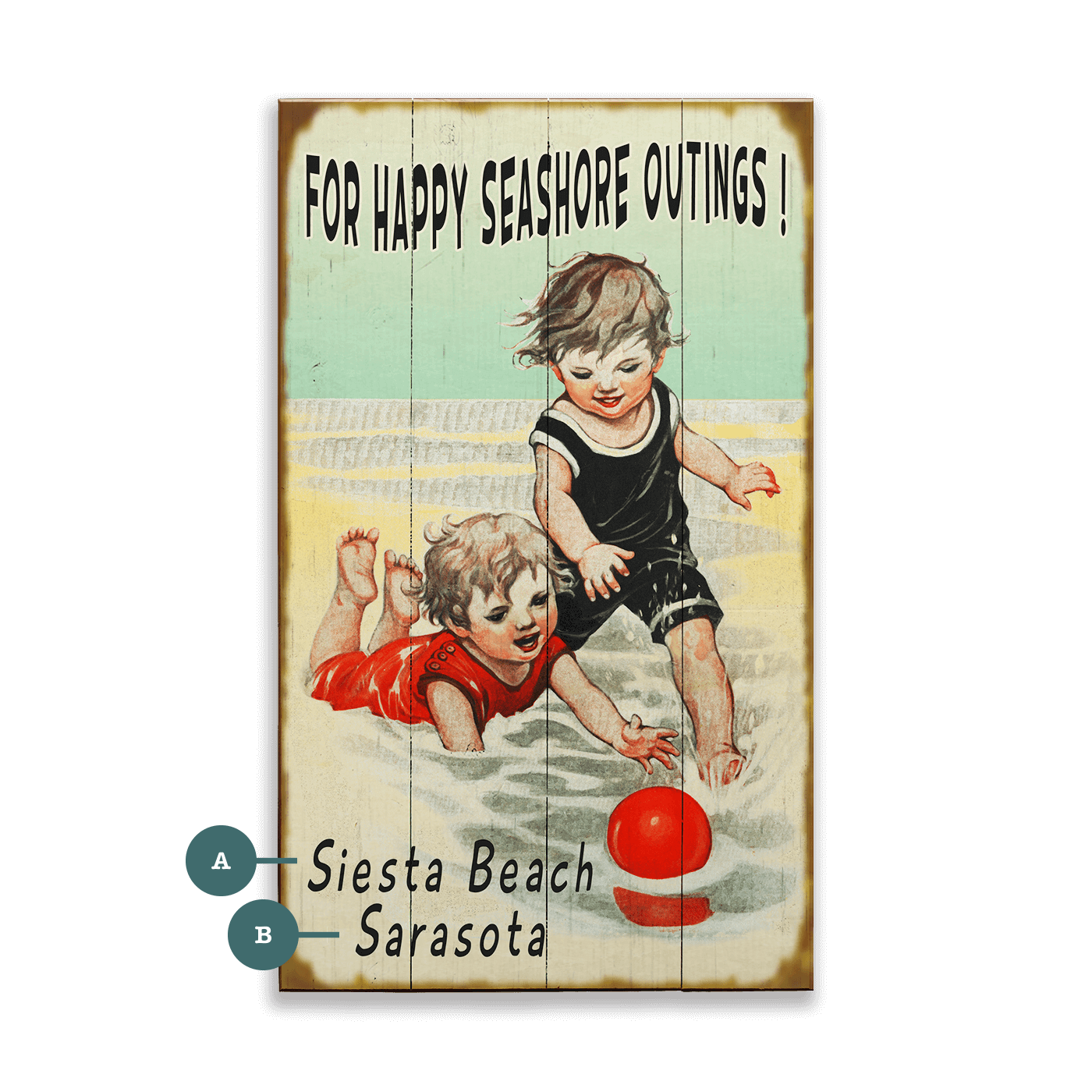 Happy Seashore Outings - Wood & Metal Wall Art