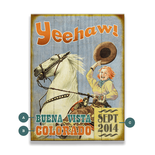 Yeehaw Cowgirl - Wood & Metal Wall Art