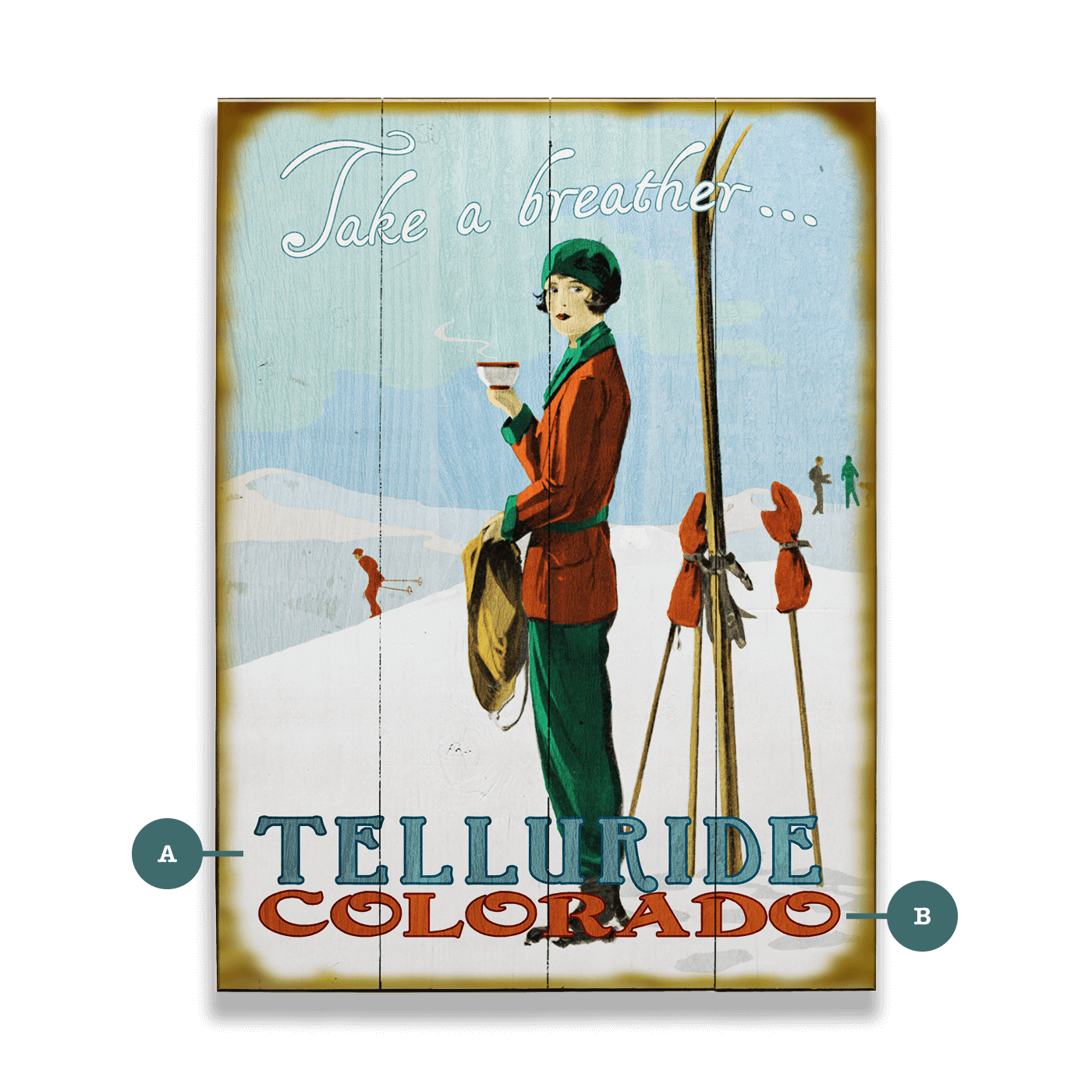 Take a Breather on the Slopes - Wood & Metal Wall Art